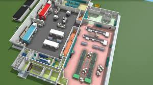 factory floor plan 3d model by