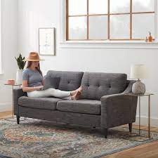 Brookside Ellen 75 Upholstered Scooped Arm Sofa Charcoal