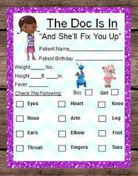 Doc Mcstuffins Disney Patient Evaluation Pretend Dramatic Play Printable