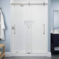 Delta Paxos 60 In W X 76 In H Sliding Frameless Shower Door In Nickel With 5 16 In 8 Mm Clear Glass