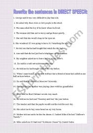 Reported Speech Practice Writing The Indirect Speech Into