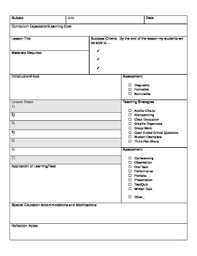 Detailed Lesson Plan Template For Individual Lessons