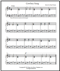 Your source for free piano sheet music, lead sheets & piano tutorials. Free Beginner Sheet Music Cowboy Song For Piano Players