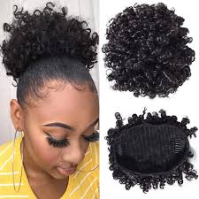 Wear it in a mini afro, as cute free curls, trimmed super short, as a mohawk, or. Amazon Com Longqibeauty Natural Curly High Puff Drawstring Ponytail Human Hair Clip In Updo Ponytails For African American Daily Use Natural Black Color 6 Inch Beauty