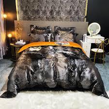 Bedding Sets Luxury Black Gold Jacquard