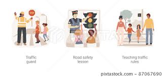students road safety isolated cartoon