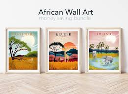 African Wall Art Set Of 3 African Print