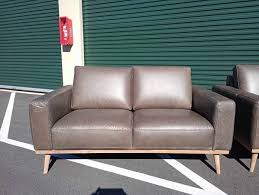 New Modern Gray Leather Loveseat Sofa