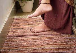 recycled sari kilim carpet stripe