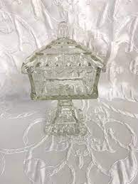 Vintage Square Glass Dish With Lid