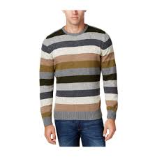 Tricots St Raphael Mens Textured Stripe Pullover Sweater Cemenththr S