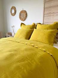 Chartreuse Linen Duvet Cover Washed