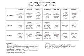 Go Dairy Free Meal Plan Easy Family Friendly Version Printable