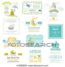 Stock Photo Of Set Of Baby Shower And Arrival Cards For Design And