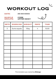 working out plan printable sheets