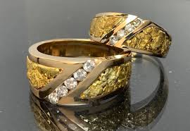 gold nugget and silver rings