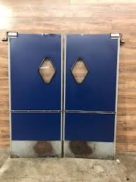 eliason blue kitchen swing door set