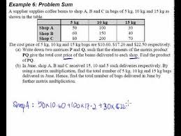 Matrices Example 6 Word Problem You