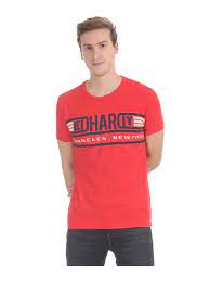 ed hardy red printed t shirt for