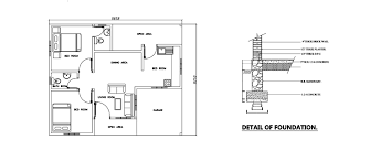 Two Bedrooms Modern House Plan Dwg