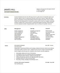Restaurant Manager Resume Template 10 Free Word Pdf