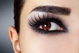 women s black mascara eyes macro