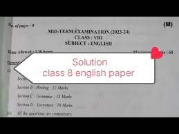 cl 8th english paper solution 2023