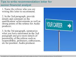 Senior Financial Analyst Recommendation Letter