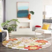 botanical contemporary round area rug