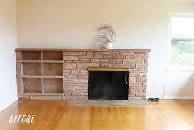 Painted Stone Fireplace Makeover The