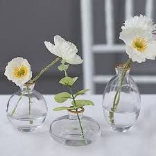 3 Clear Small Glass Flower Vases