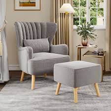 Livingandhome Grey Linen Armchair With