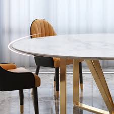 Modern Round Marble Dining Table With