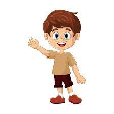 vector cartoon cute boy waving hand