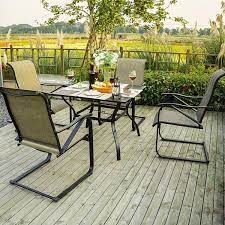 Meooem Metal Frame Textilene Fabric Outdoor C Spring Dining Rocker Chairs Set Of 2