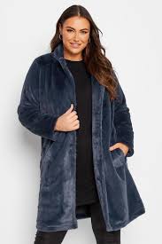 Curve Navy Blue Faux Fur Coat