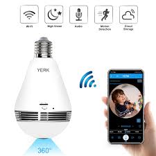 Wifi Security Light Bulb Camera 360 Degree Panoramic 1080p Ip Camera With Ir Motion Detection Night Vision Two Way Audio For Pet Home Surveillance