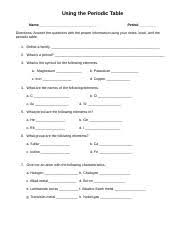 periodic table packet 1 name period