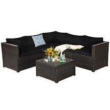 Rattan Patio Sectional Sofa Set
