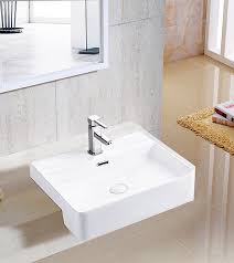 ceramic semi recessed wash basin semi