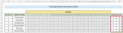 an attendance sheet in excel