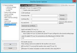 configuring filezilla server for ftps