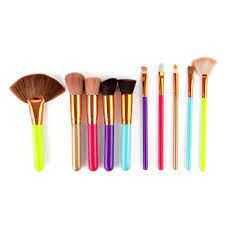 10pcs multi color makeup brush set