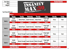 insanity max 30 calendar standard
