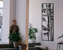 Bamboo Tree Vertical Wall Art Set Large