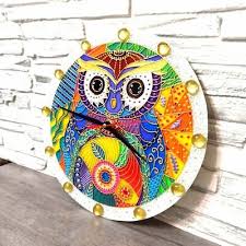 Colourful Kids Wall Clock Owl