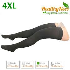 Healthynees Thigh Closed Toe 20 30 Mmhg Compression Full Leg Length Knee High Extra Wide Plus Size Calf Fatigue Circulation Socks Black Wide Thigh
