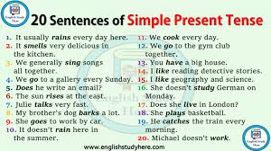 20 Sentences Of Simple Present Tense Simple Present Tense