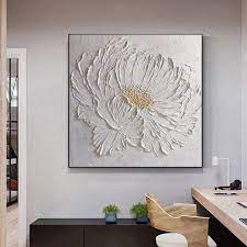 3d Large White Flower Oil Painting On