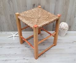 Vintage Stool Wooden Stool With Wicker